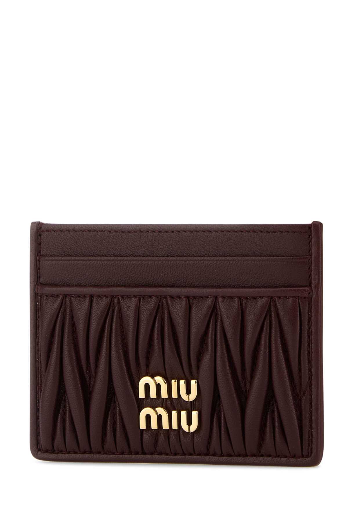 Miu Miu Women Burgundy Leather Card Holder MIU MIU