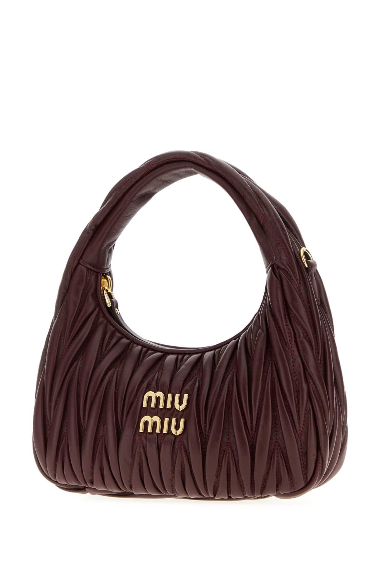 Miu Miu Women Burgundy Nappa Leather Wander Handbag MIU MIU