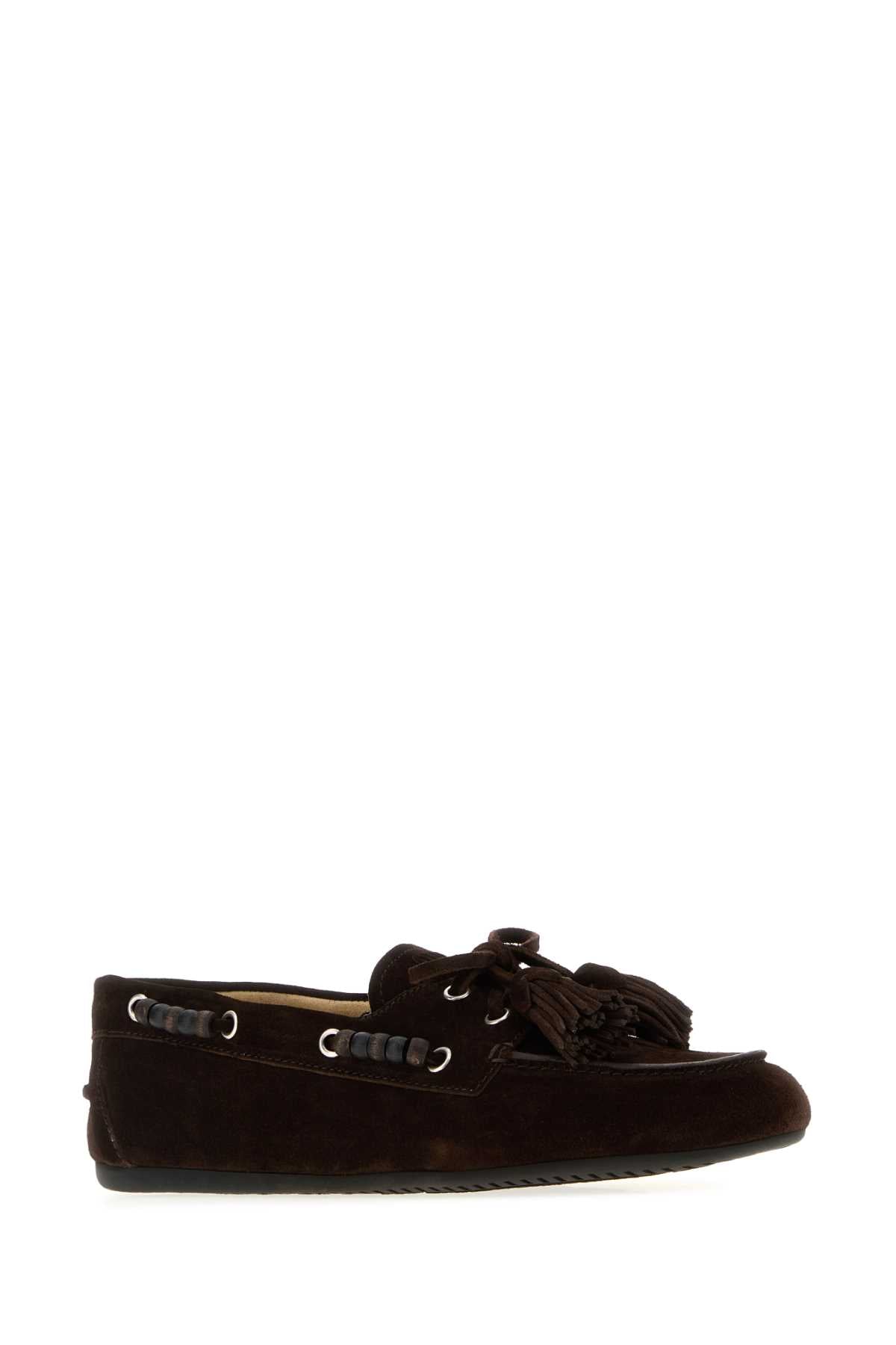 Miu Miu Women Dark Brown Suede Loafers MIU MIU