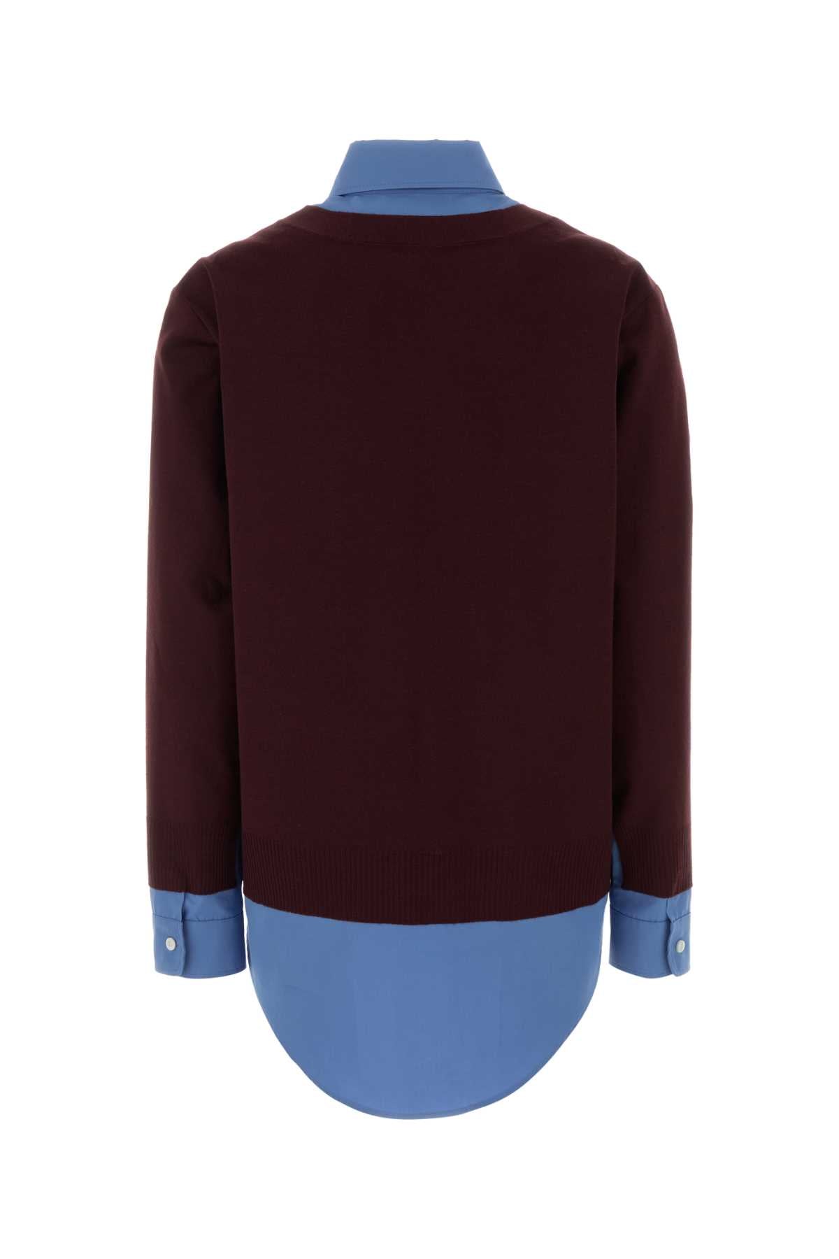 Miu Miu Women Burgundy Wool Cardigan MIU MIU