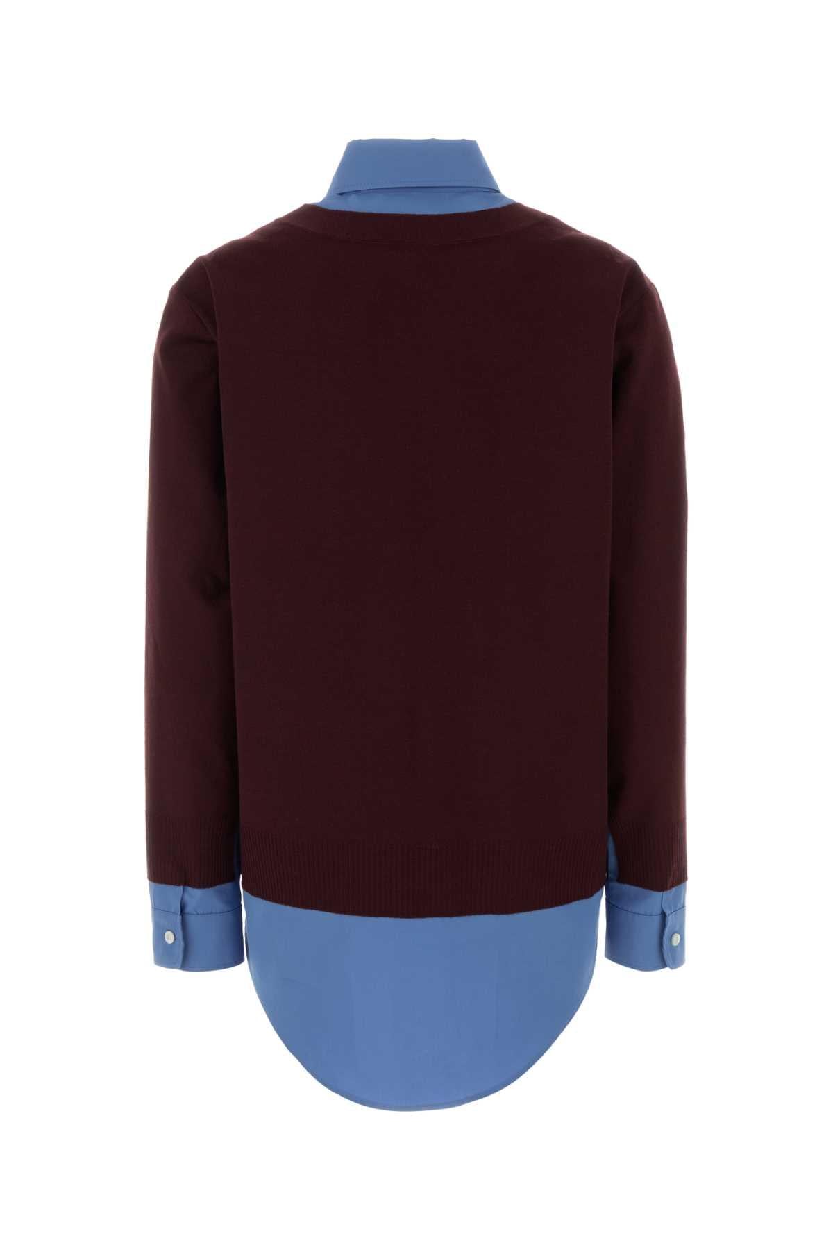 Miu Miu Women Burgundy Wool Cardigan MIU MIU