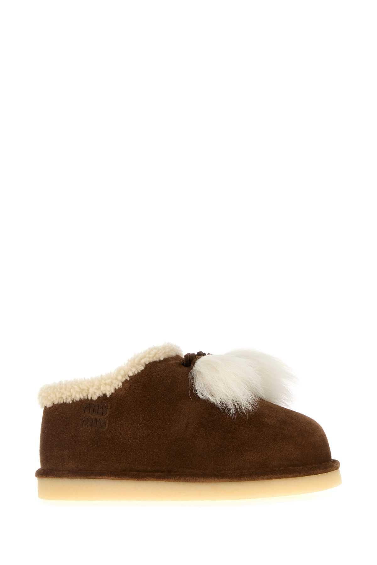 Miu Miu Women Brown Suede Ankle Boots MIU MIU
