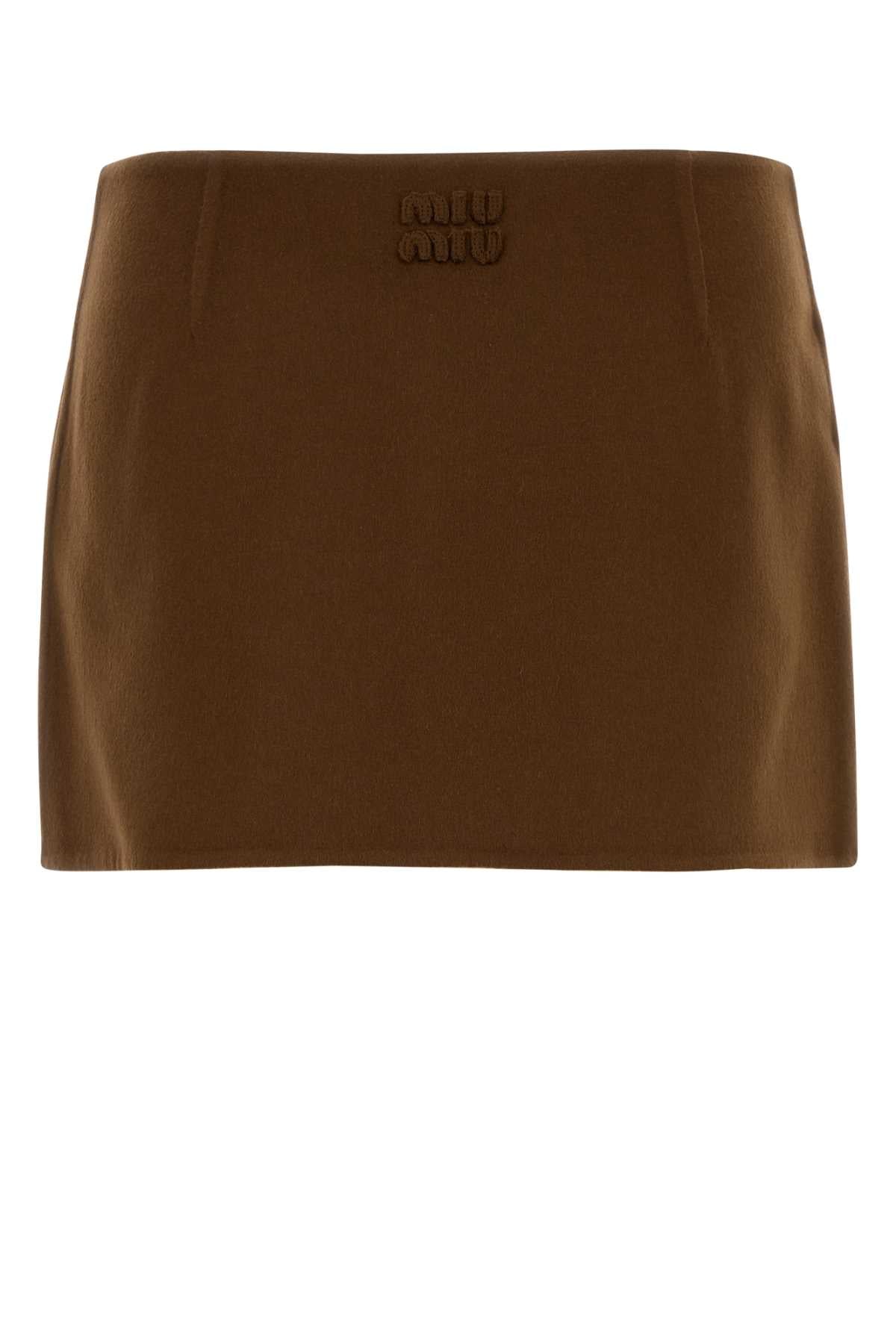 Miu Miu Women Brown Wool Blend Mini Skirt MIU MIU