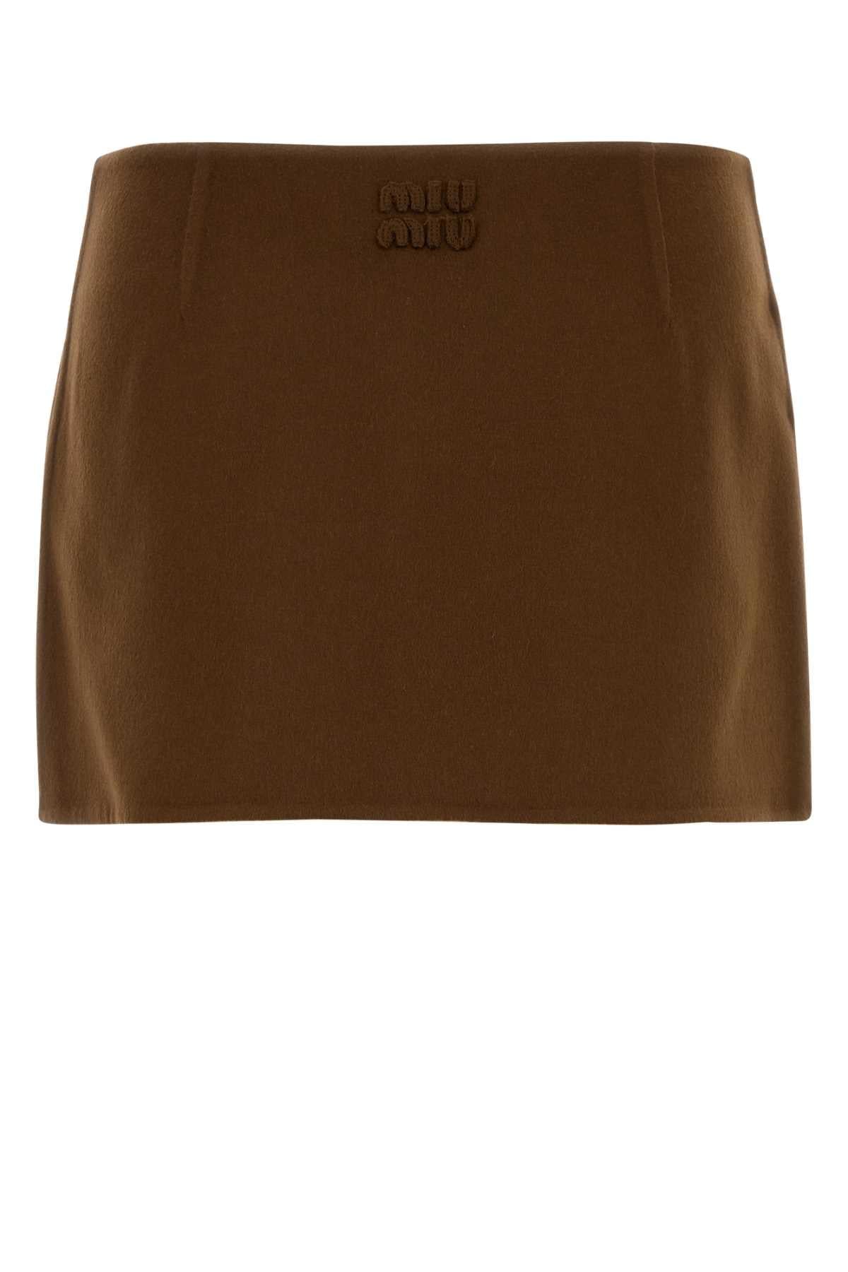 Miu Miu Women Brown Wool Blend Mini Skirt MIU MIU