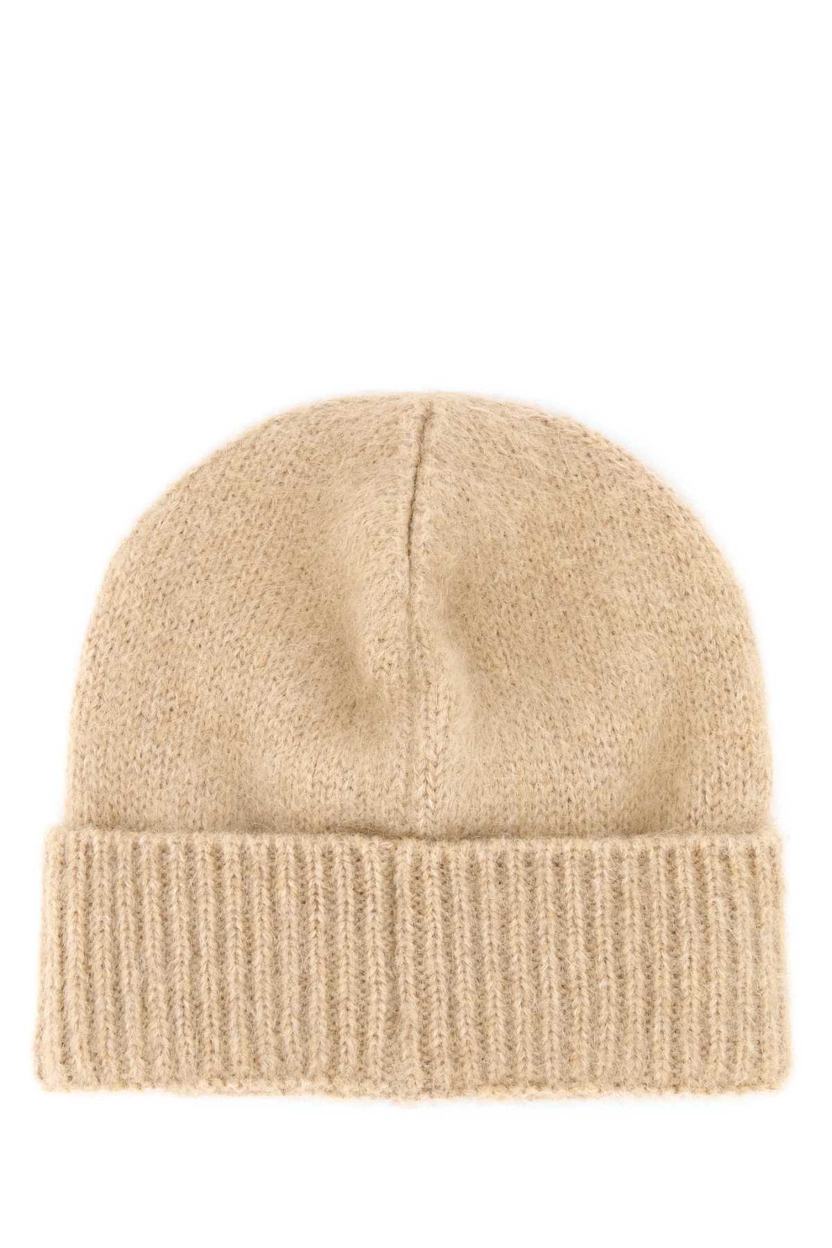 Miu Miu Women Beige Mohair Blend Beanie Hat MIU MIU