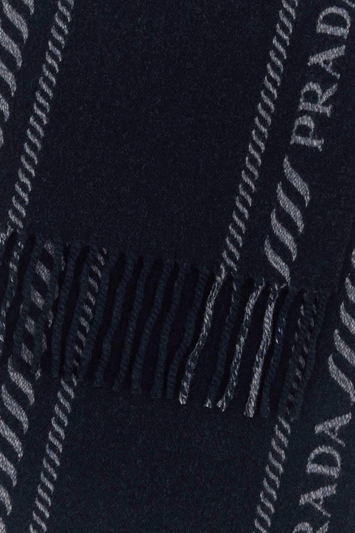 Prada Men Blue Wool Blend Scarf PRADA