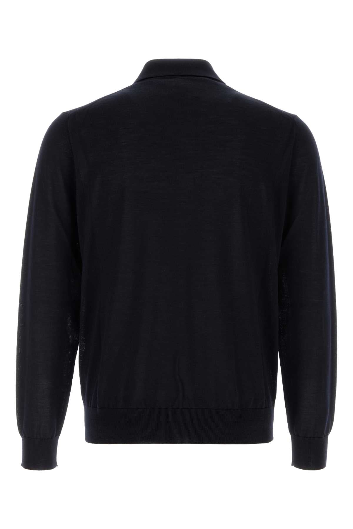 Prada Men Midnight Blue Wool Polo Shirt PRADA