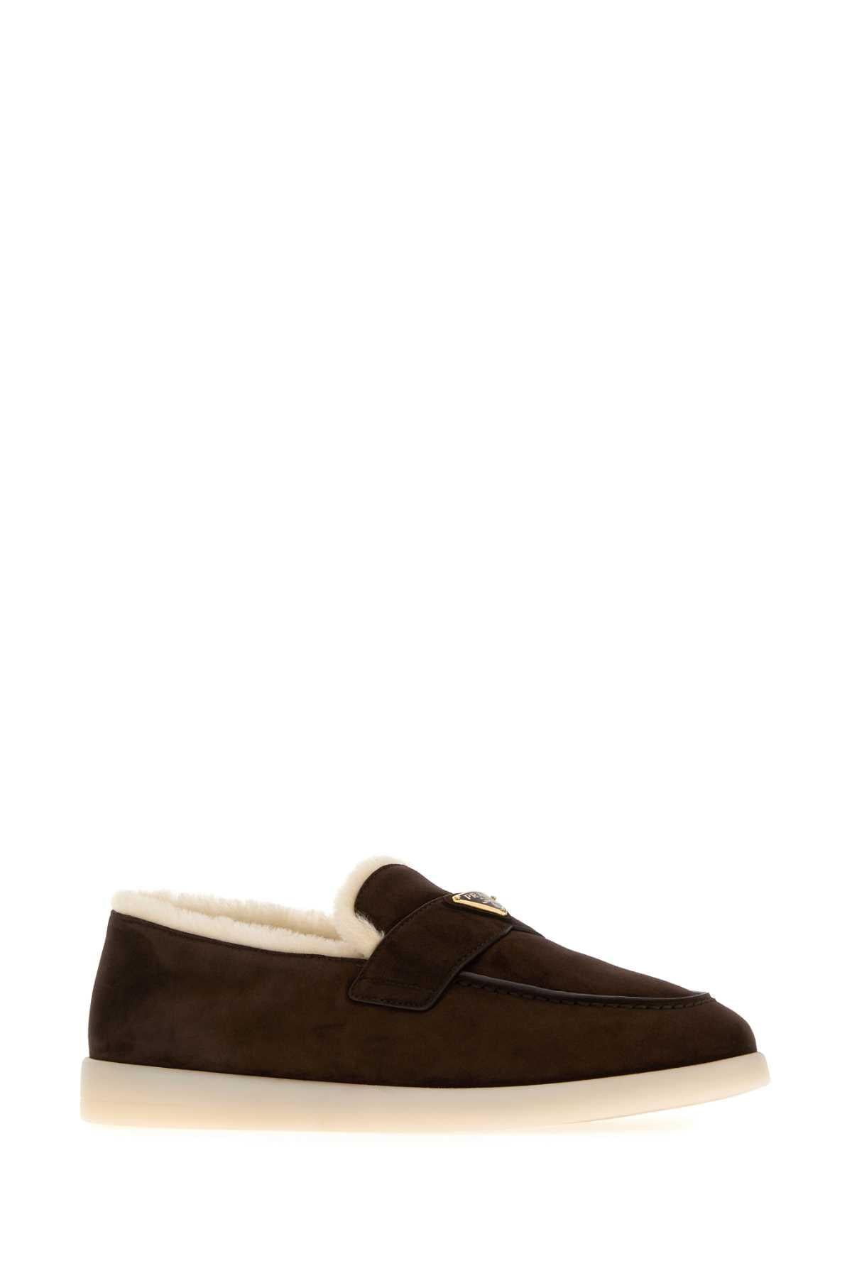 Prada Men Brown Suede Loafers PRADA
