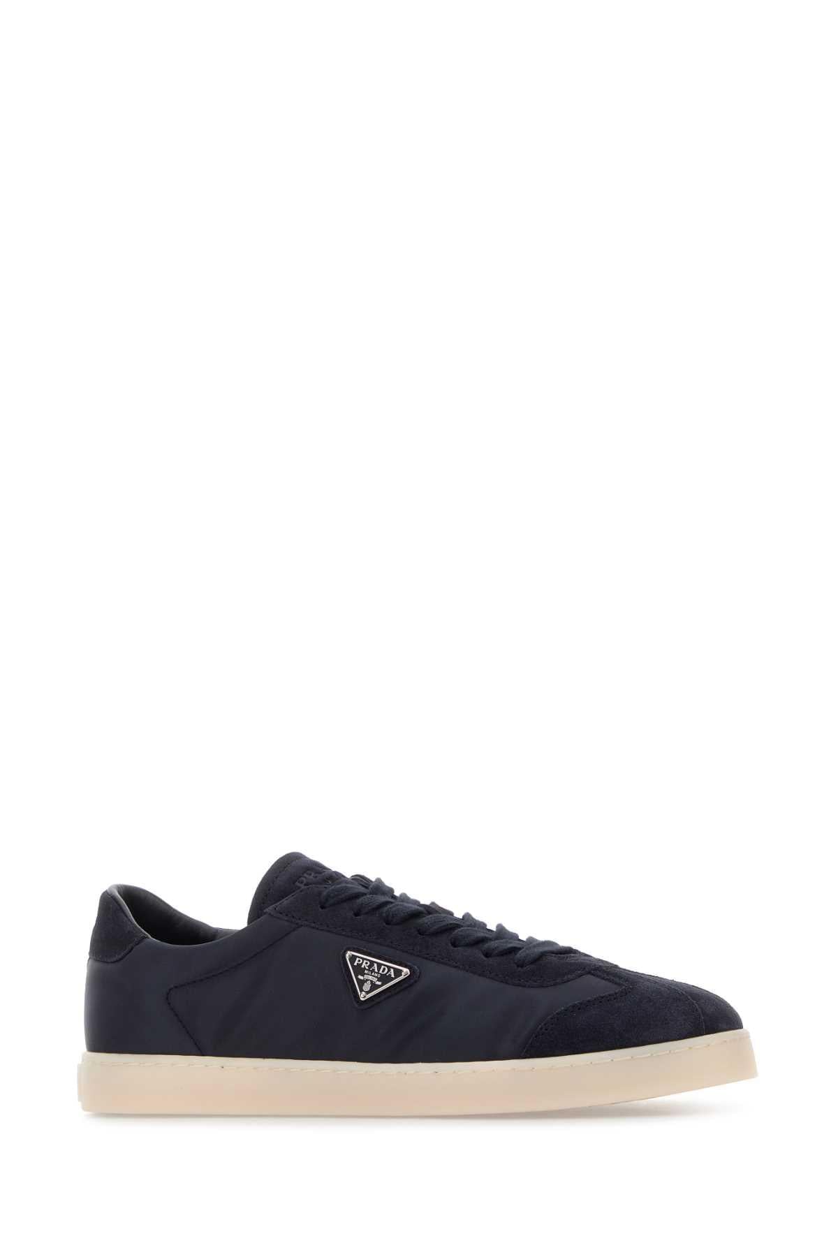 Prada Men Midnight Blue Re-Nylon And Suede Sneakers PRADA
