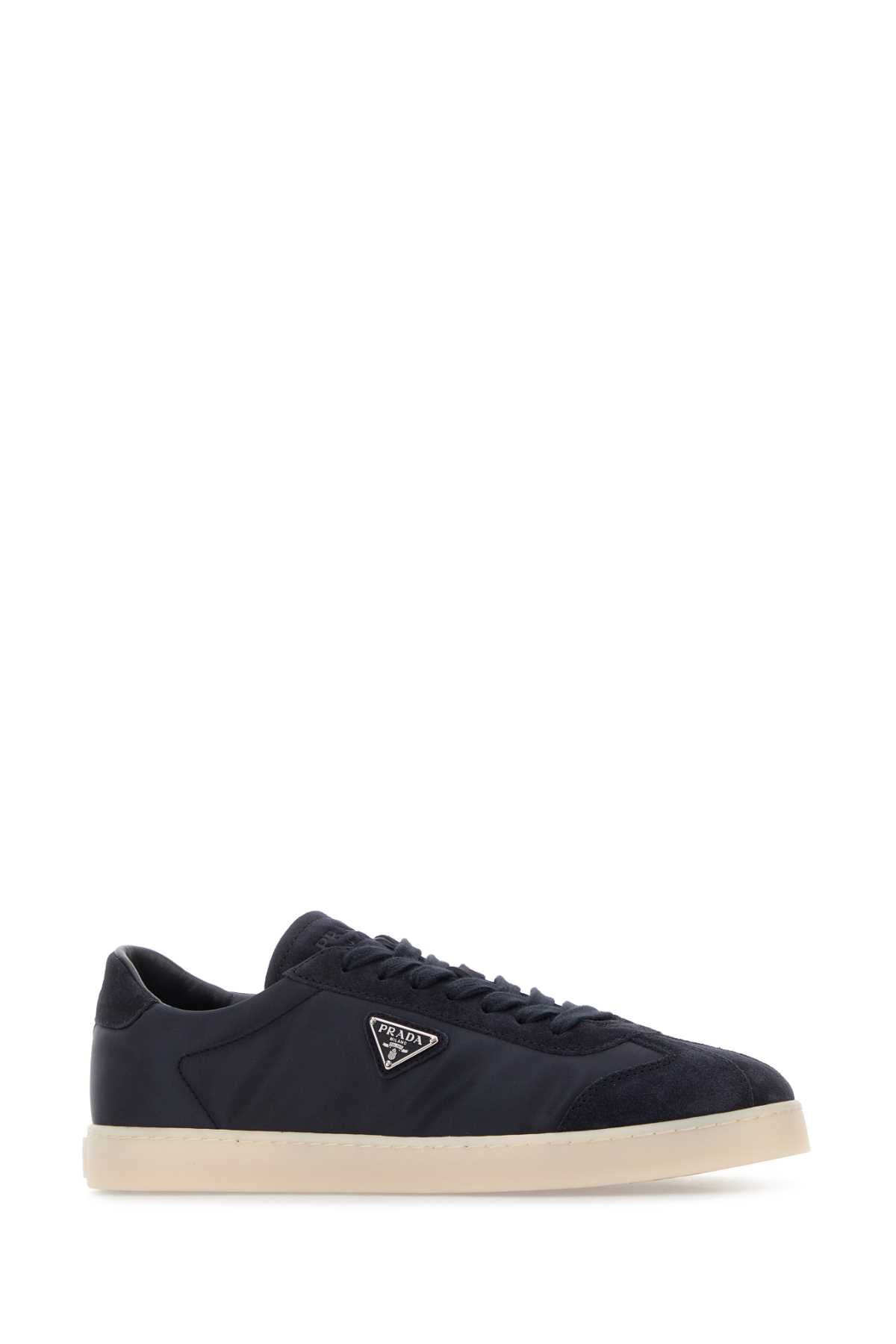 Prada Men Midnight Blue Re-Nylon And Suede Sneakers PRADA