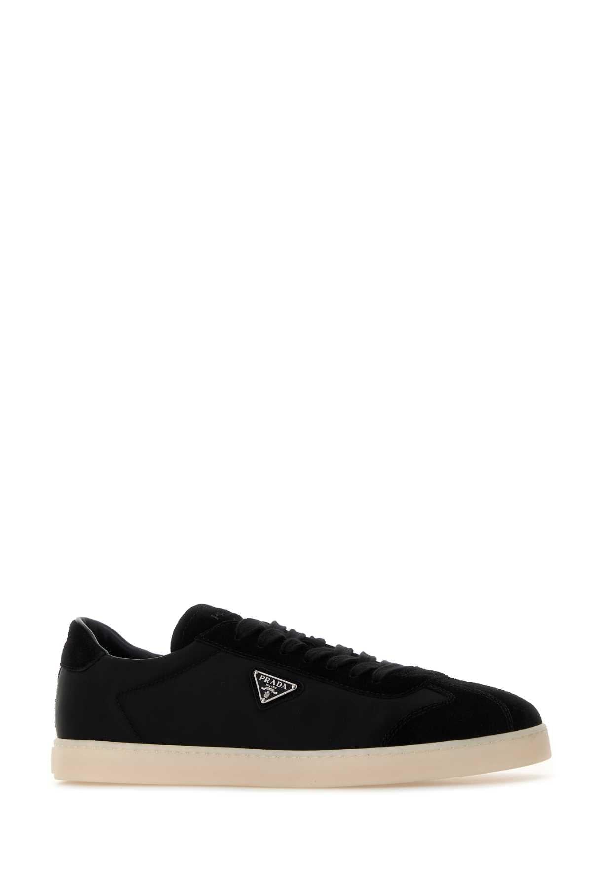 Prada Men Black Re-Nylon And Suede Sneakers