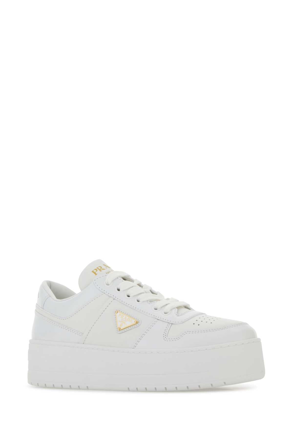 Prada Women White Leather Downtown Sneakers PRADA