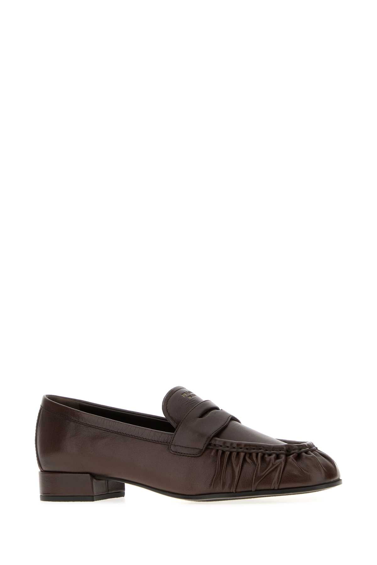 Prada Women Dark Brown Leather Loafers PRADA