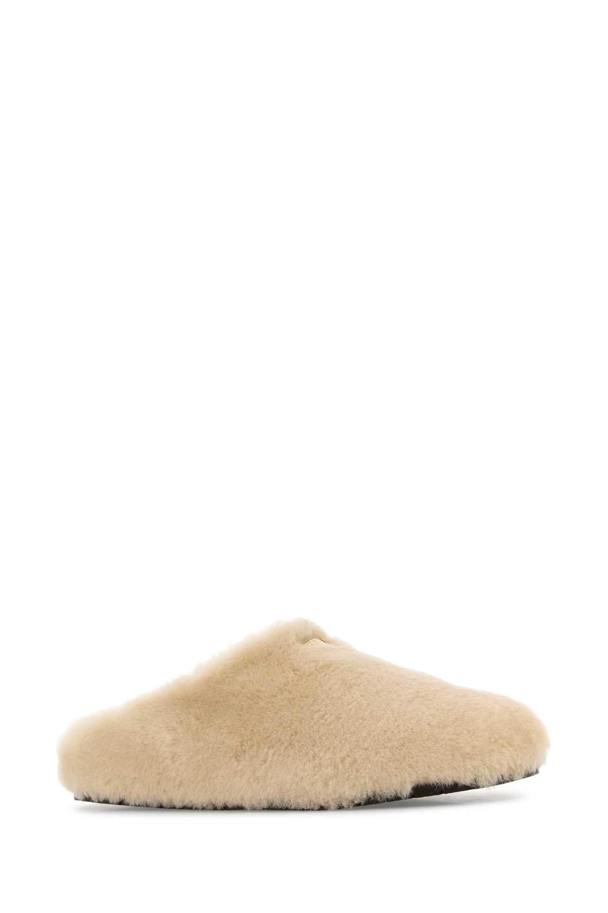 Prada Women Sand Shearling Slippers PRADA