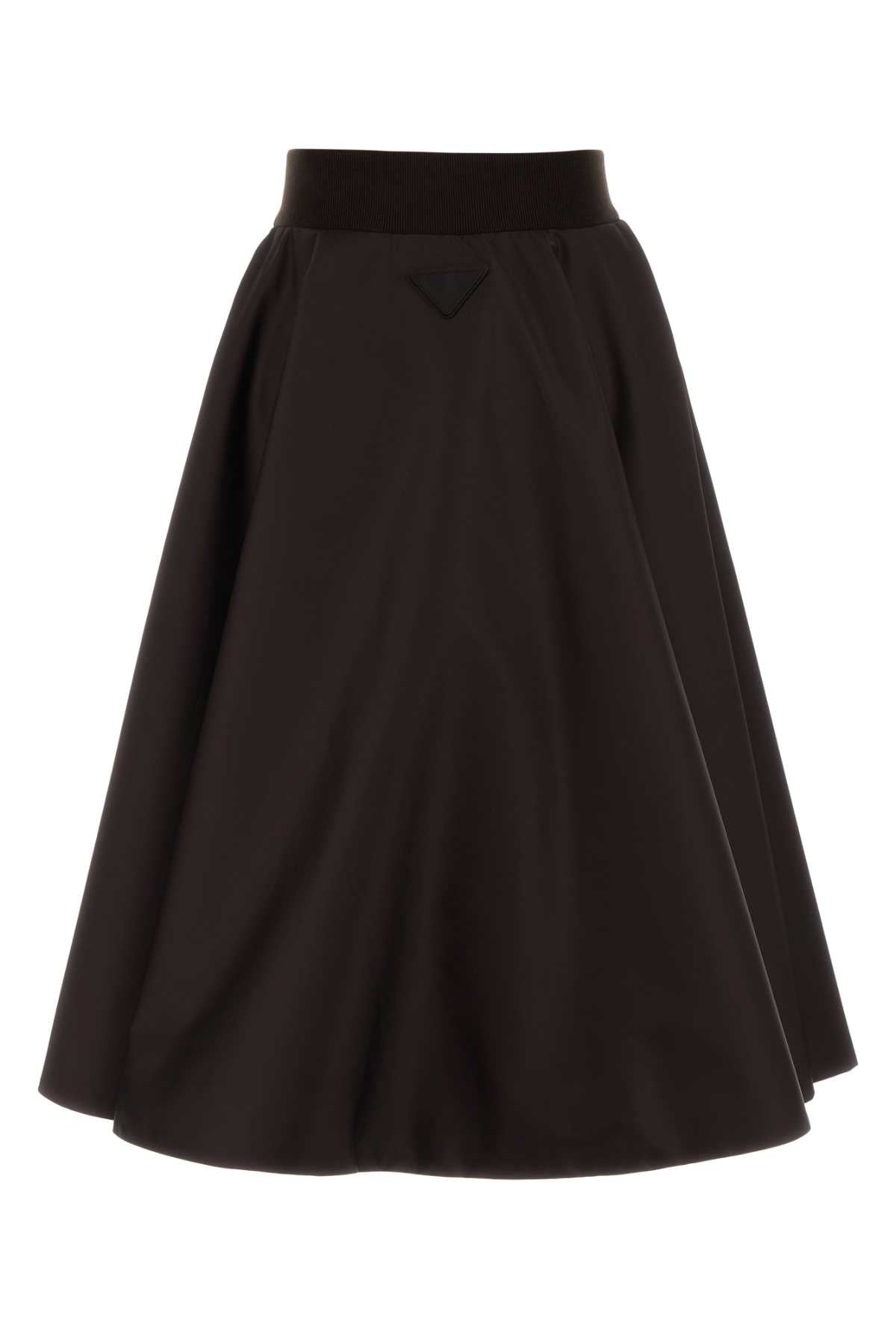 Prada Women Dark Brown Re-Nylon Skirt PRADA