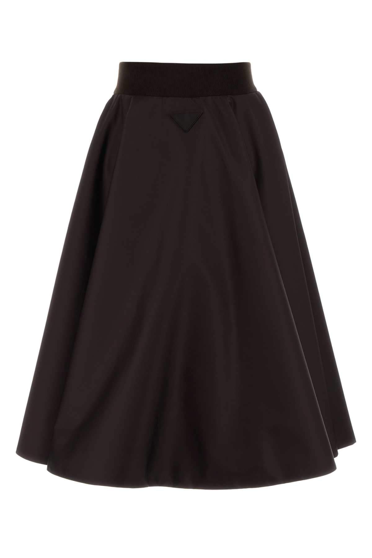 Prada Women Dark Brown Re-Nylon Skirt PRADA