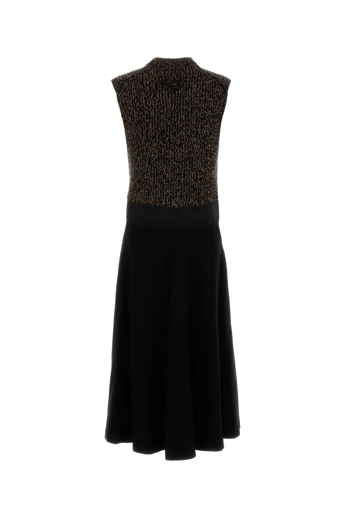 Prada Women Two-Tone Wool Blend Dress PRADA