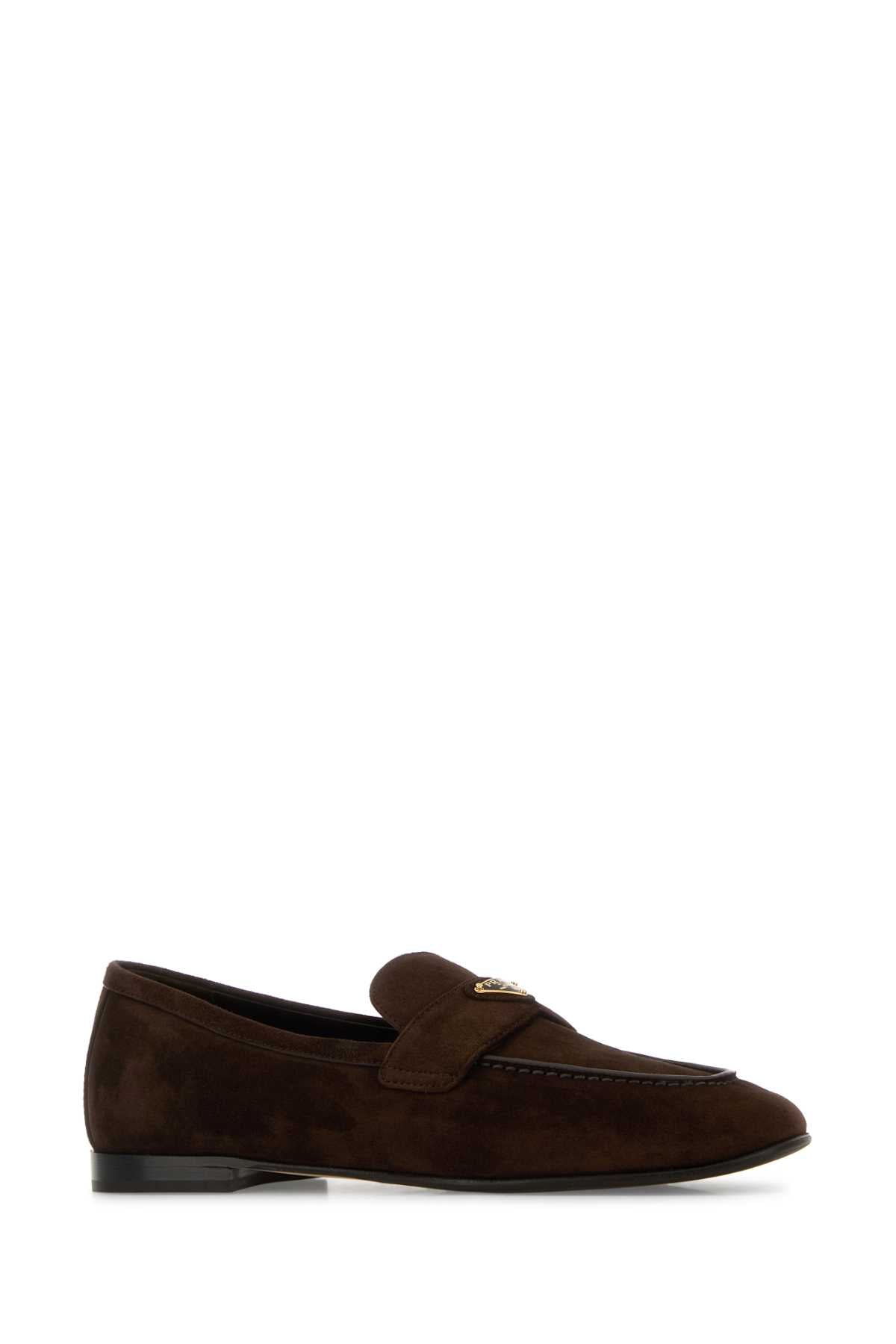 Prada Women Dark Brown Suede Loafers PRADA