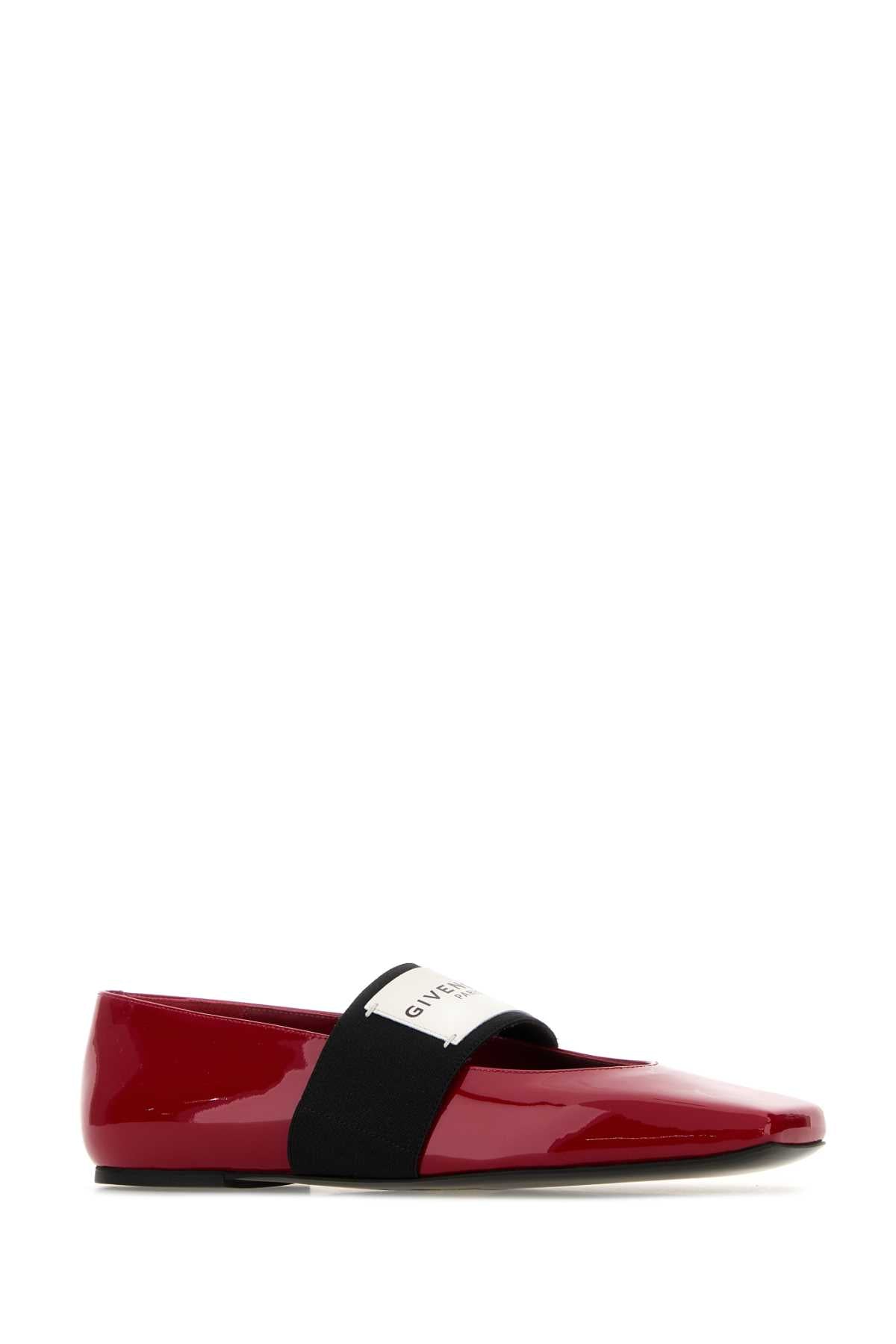 Givenchy Women Red Leather Squared Ballerinas GIVENCHY