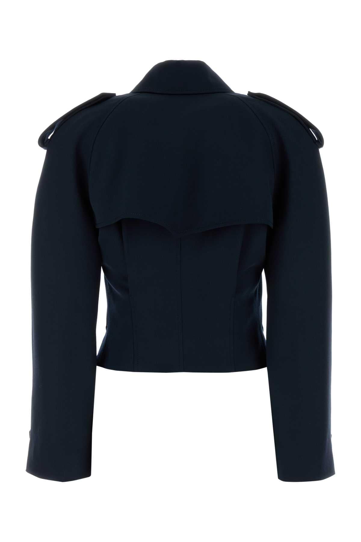 Alexander Mcqueen Women Midnight Blue Wool Trench Coat ALEXANDER MCQUEEN