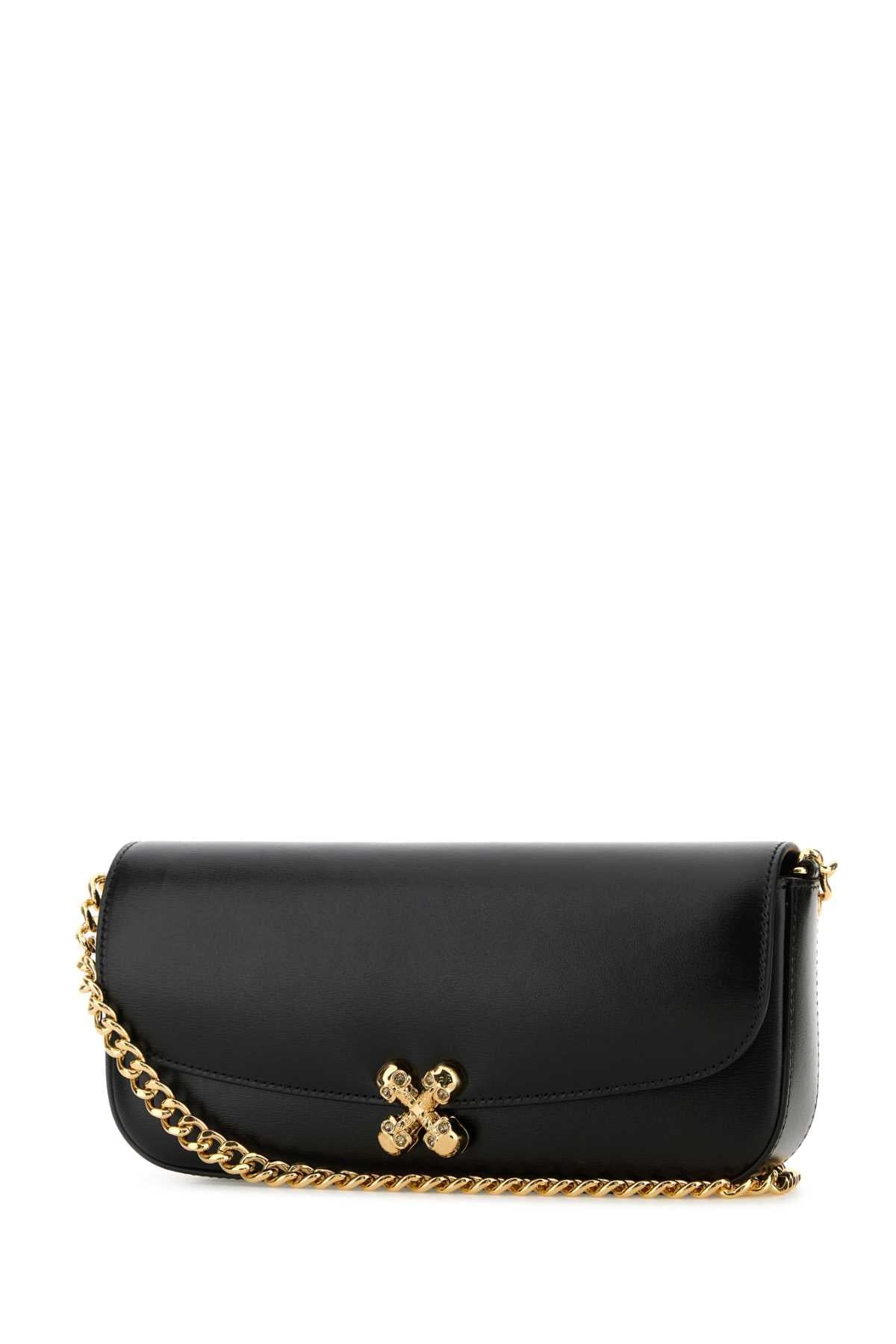 Alexander Mcqueen Women Black Leather Skull Flower Crossbody Bag ALEXANDER MCQUEEN