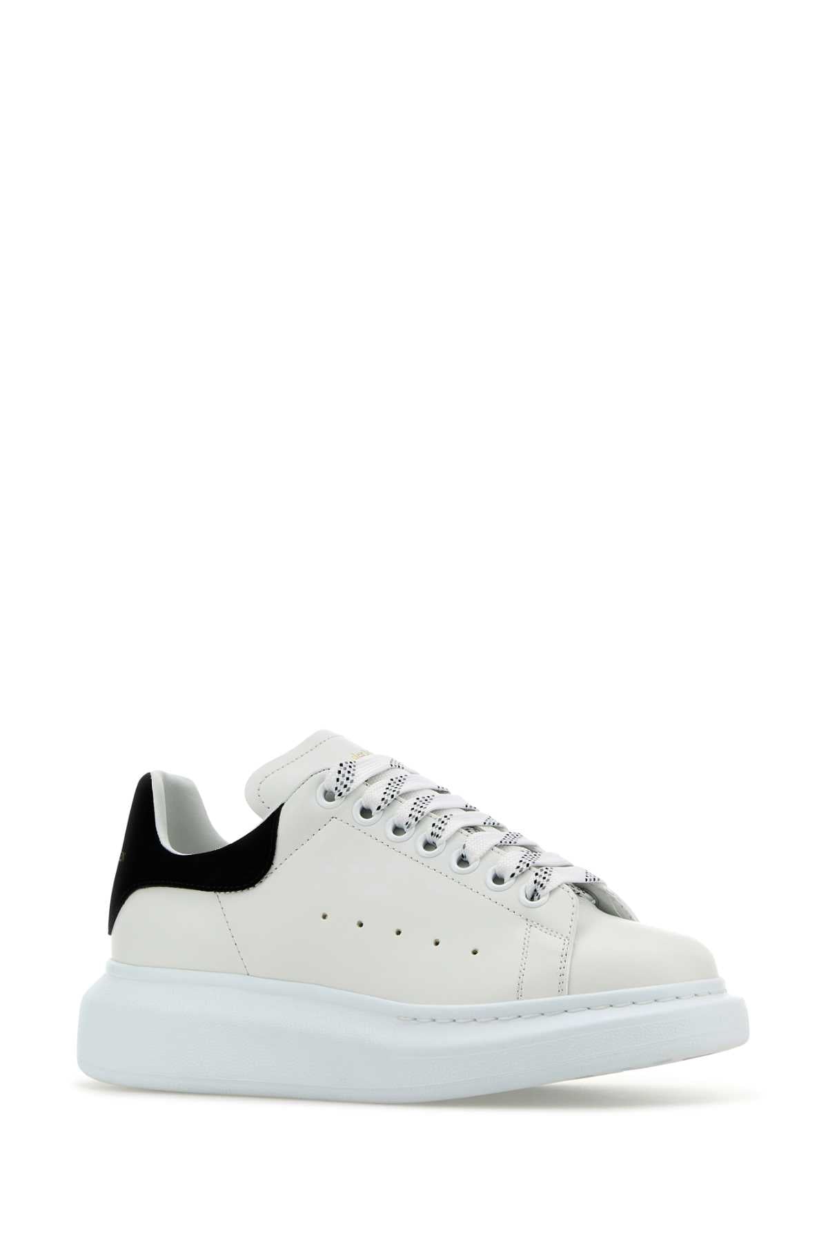 Alexander Mcqueen Women White Leather Sneakers With Black Suede Heel ALEXANDER MCQUEEN