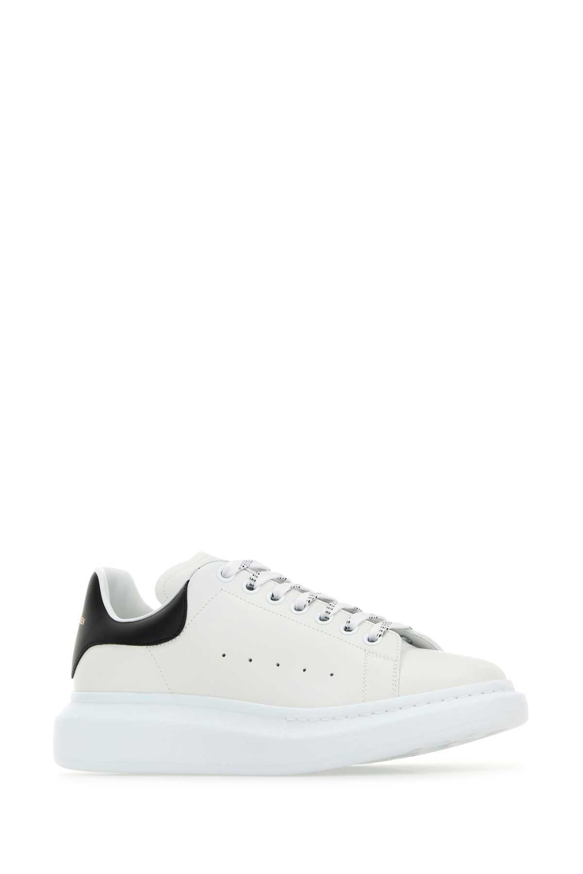 Alexander Mcqueen Men White Leather Sneakers With Black Leather Heel ALEXANDER MCQUEEN