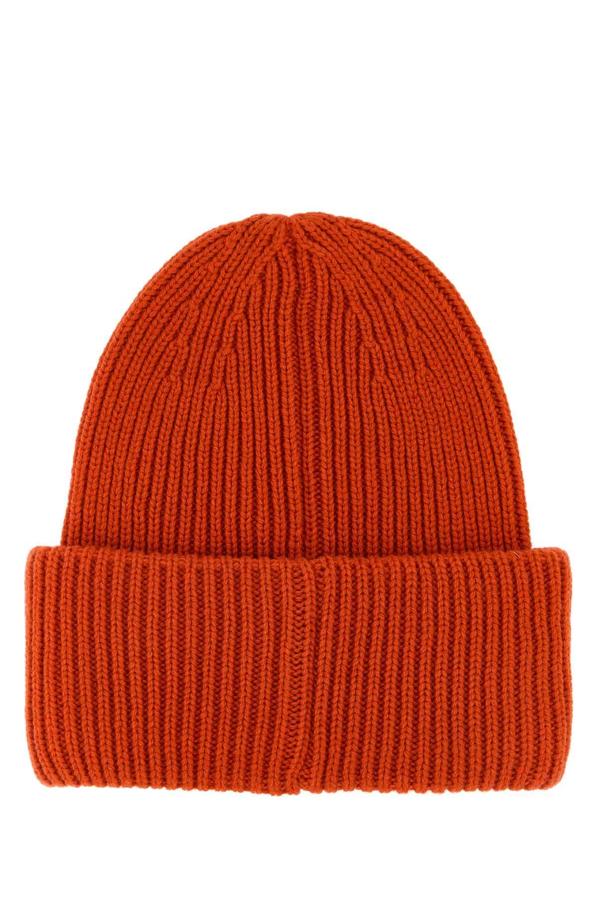 Moncler Men Orange Wool Blend Beanie Hat MONCLER