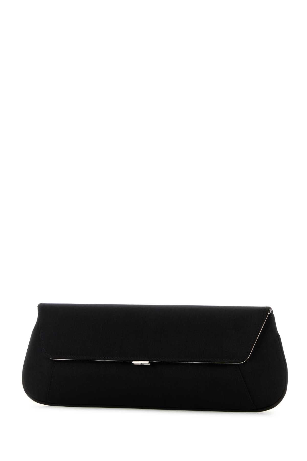 Amina Muaddi Women Black Satin Ami Clutch AMINA MUADDI
