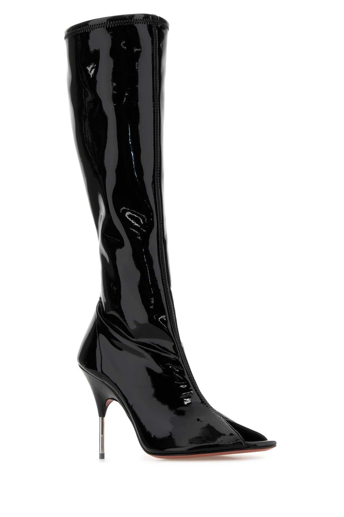 Amina Muaddi Women Black Vinyl Bruna Boots AMINA MUADDI