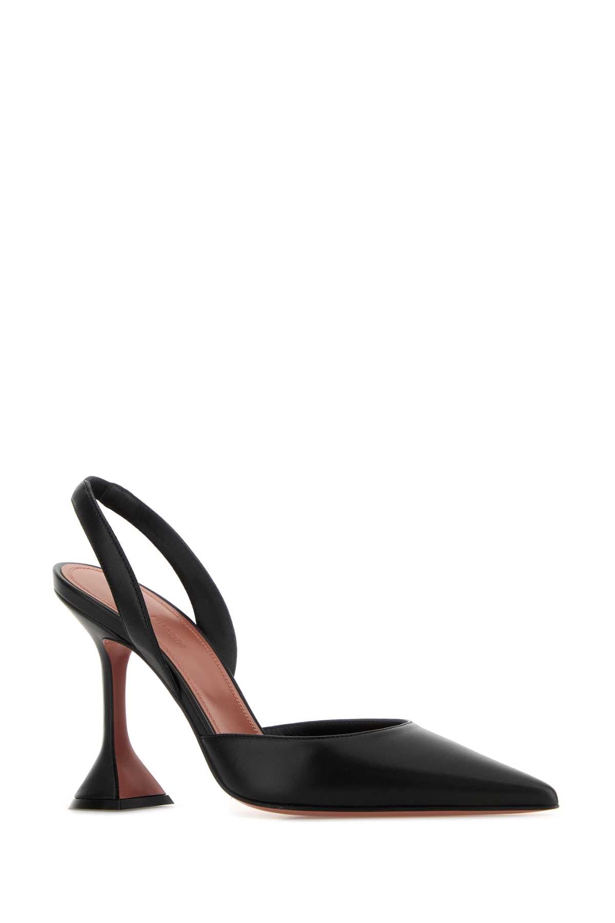 Amina Muaddi Women Black Nappa Leather Holli Sling Pumps AMINA MUADDI