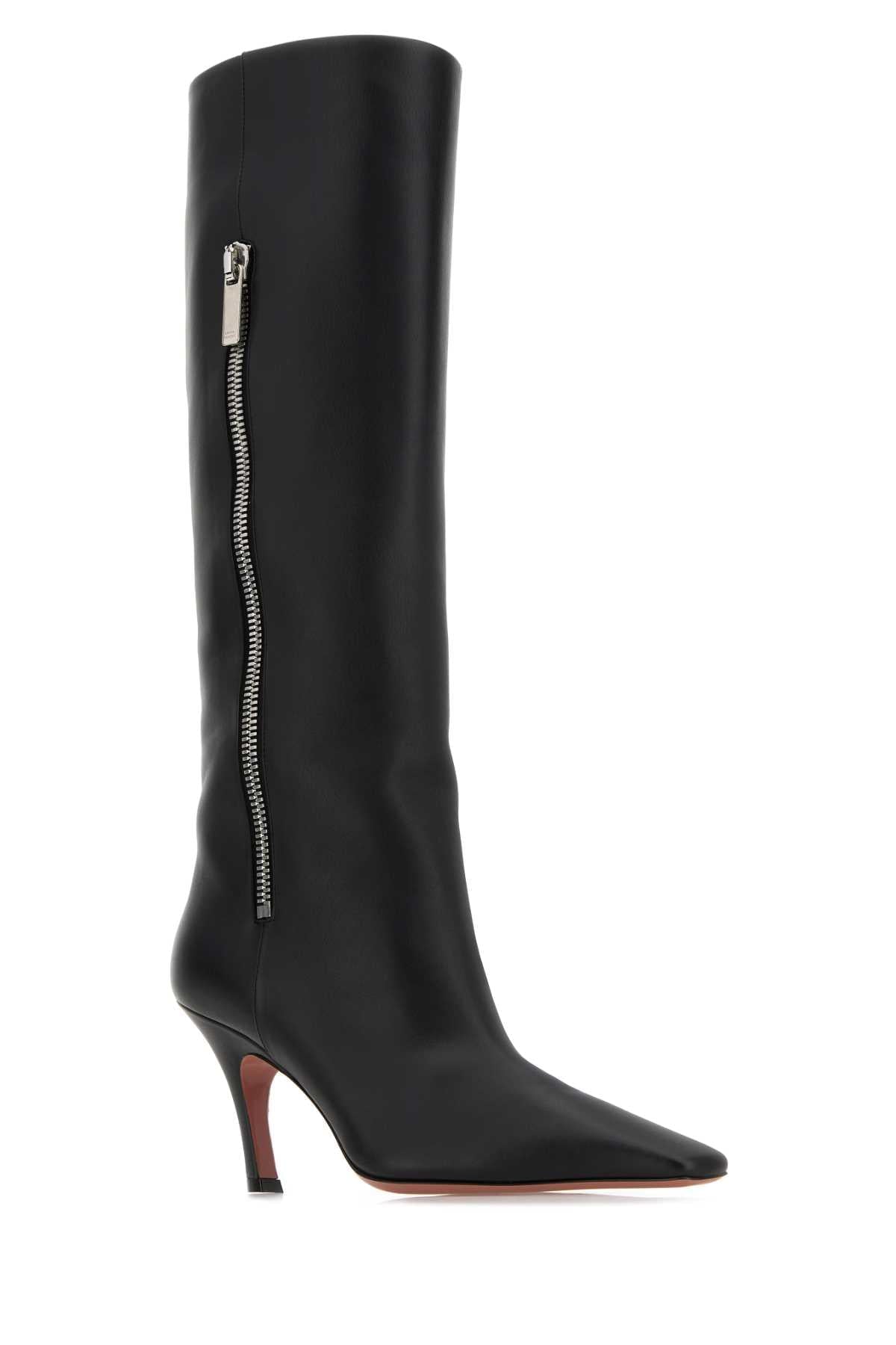 Amina Muaddi Women Black Leather Mona Boots AMINA MUADDI