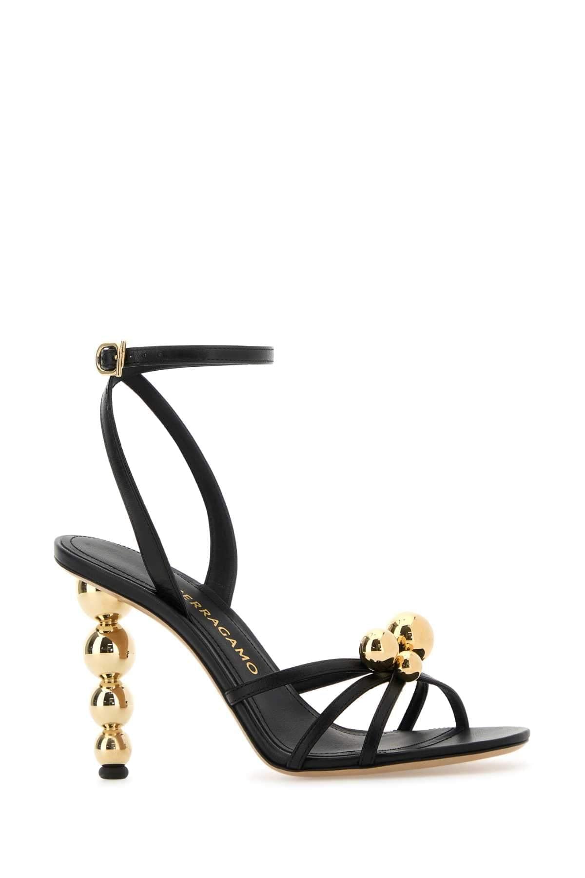 Salvatore Ferragamo Women Black Leather Karina Sandals FERRAGAMO