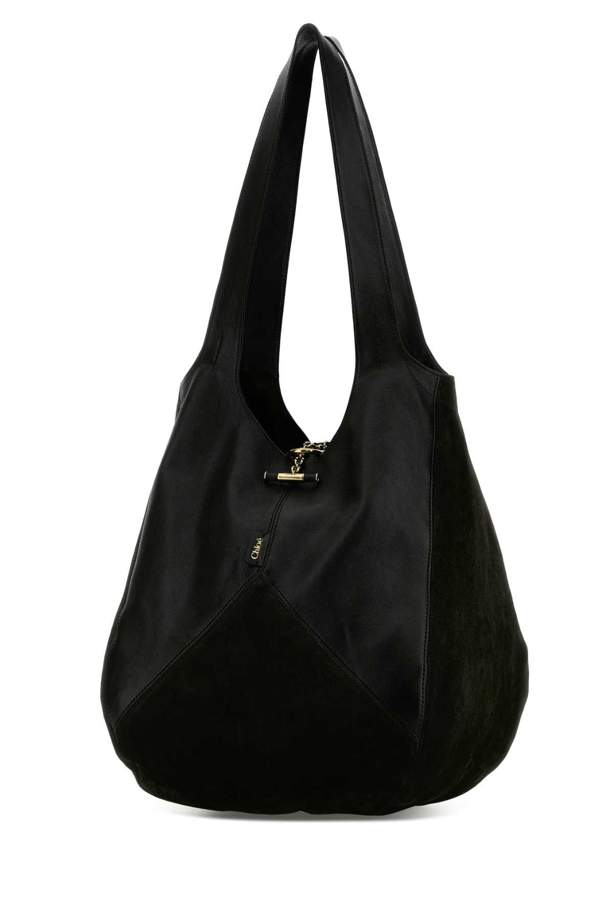 Chloe Women Black Suede And Leather Balloon Shopping Bag CHLOE