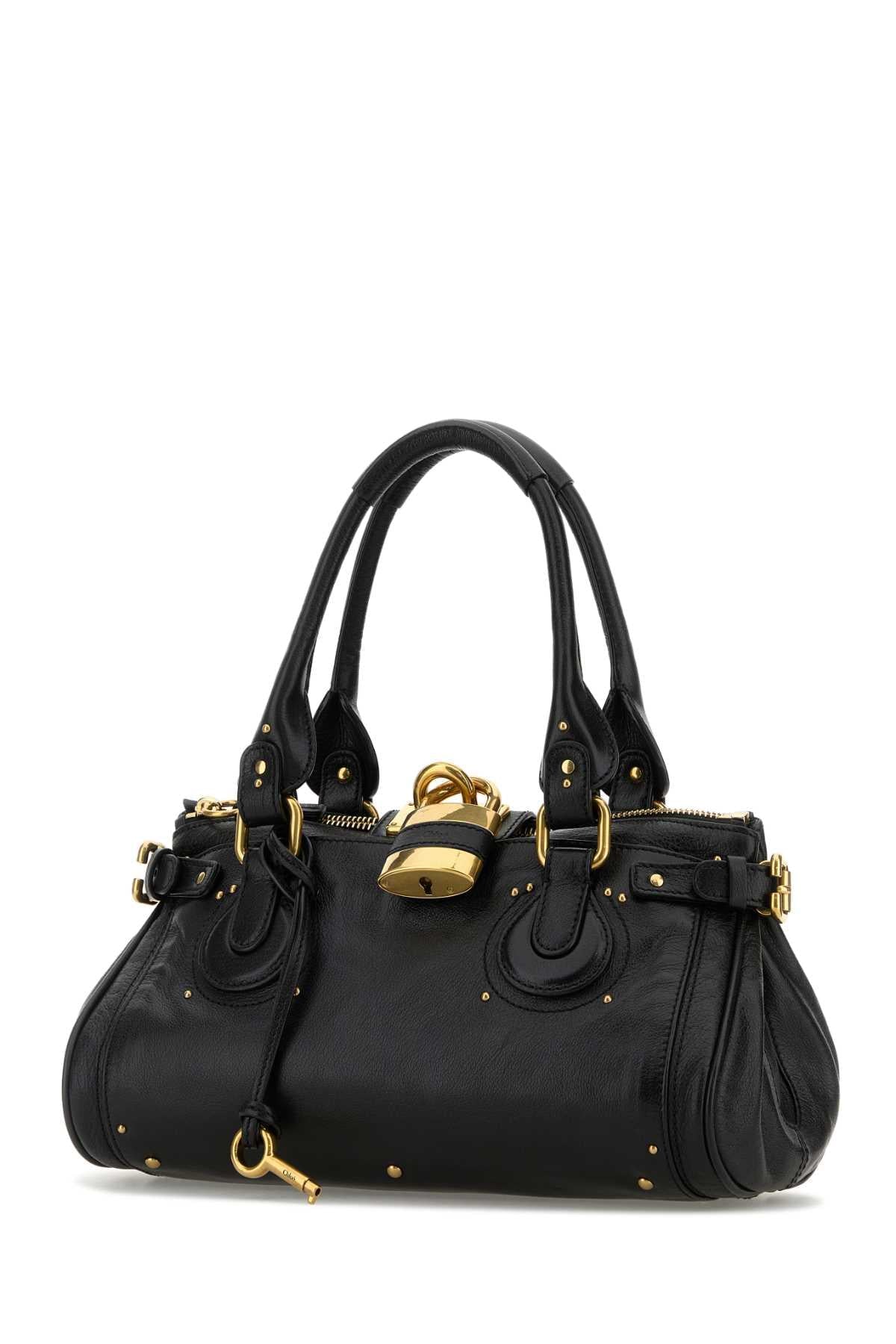 Chloe Women Black Leather Paddington Shoulder Bag CHLOE