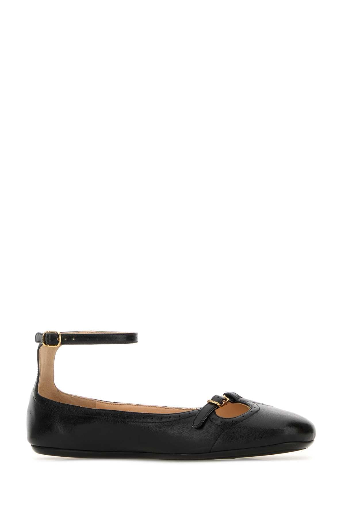 Chloe Women Black Leather Misty Ballerinas CHLOE