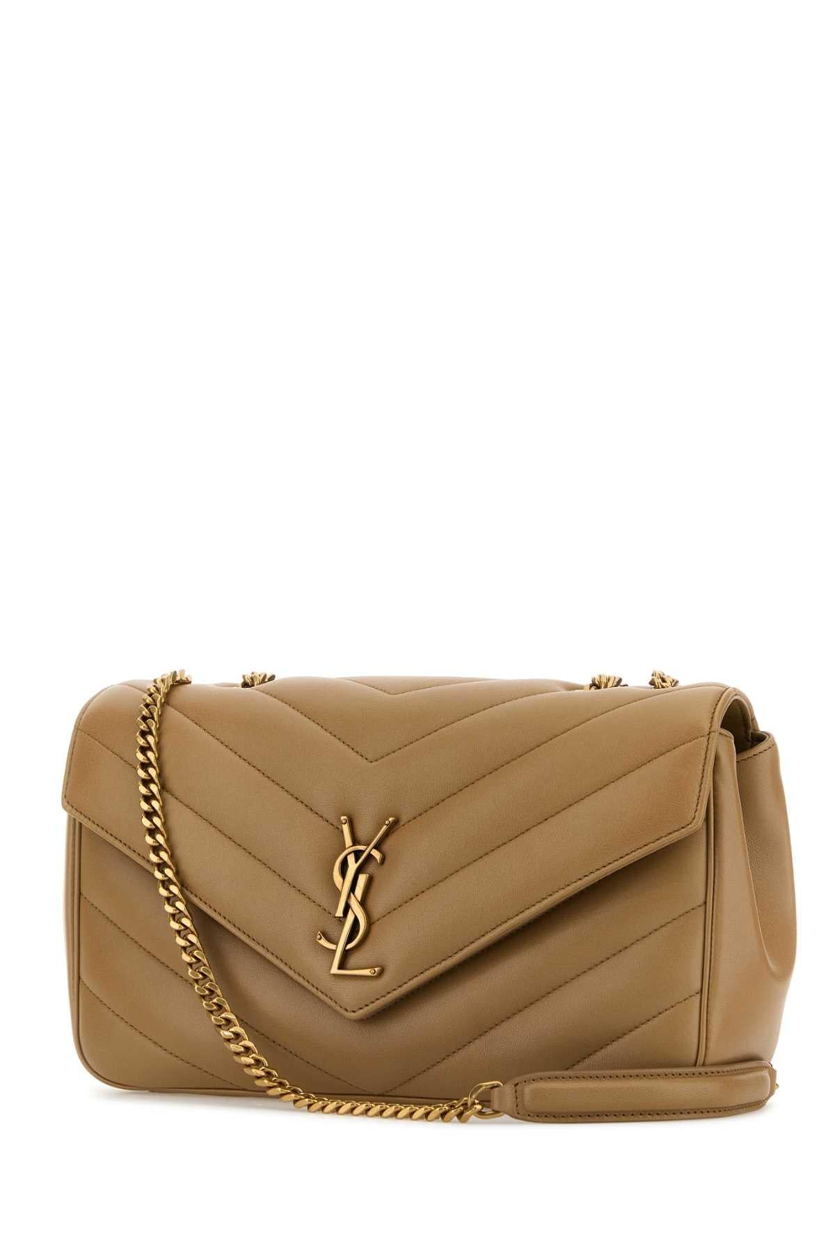 Saint Laurent Women Camel Leather Medium Loulou Shoulder Bag SAINT LAURENT