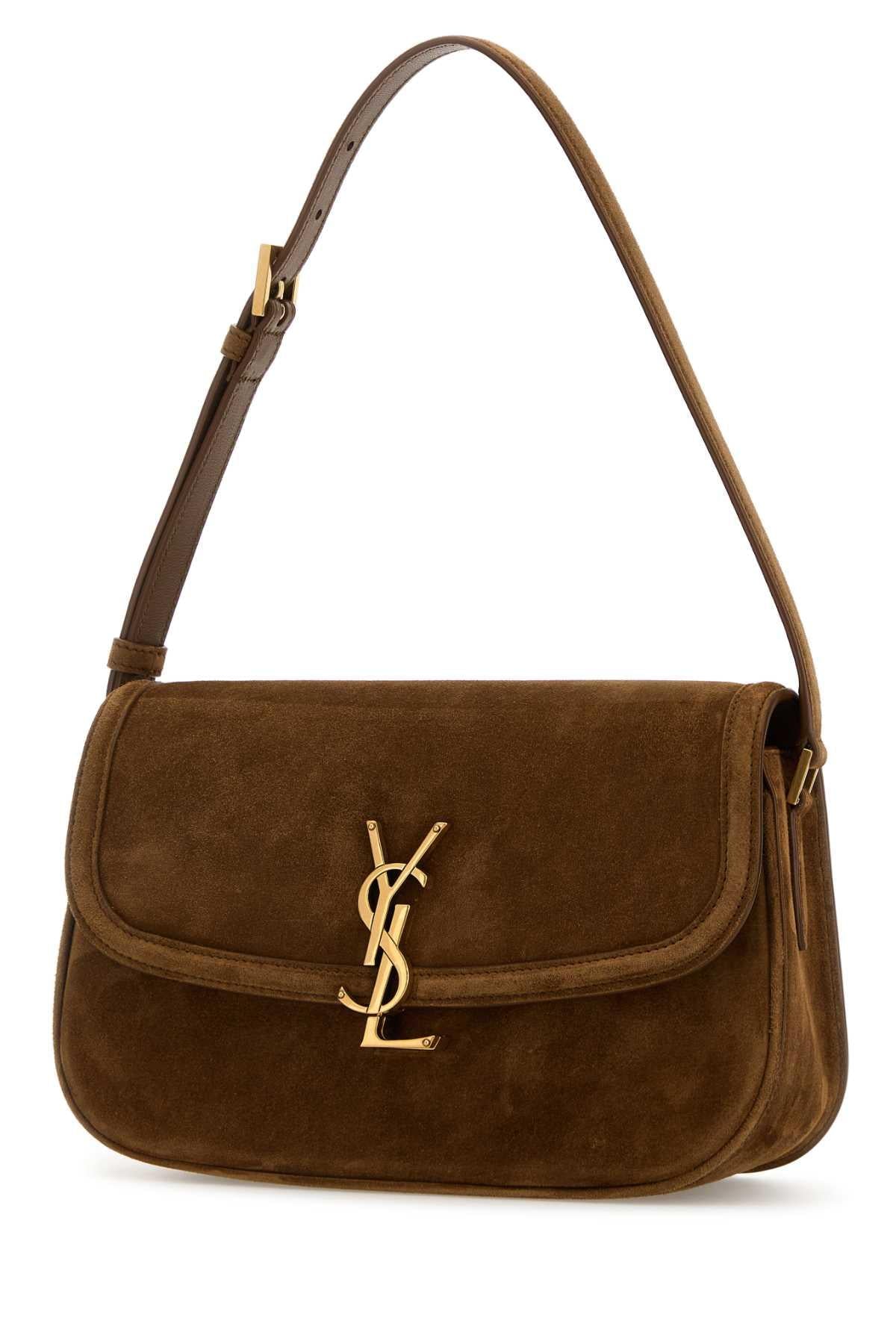 Saint Laurent Women Brown Suede Solferino Shoulder Bag SAINT LAURENT