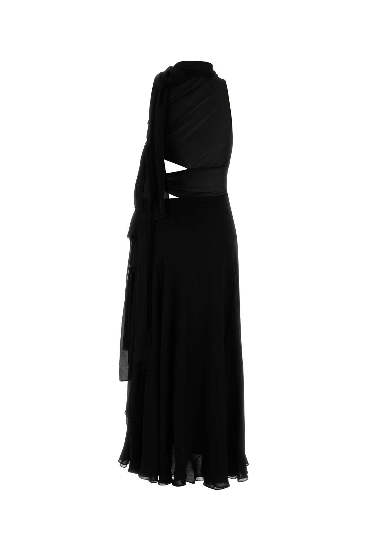 Alaia Women Black Georgette Long Dress ALAIA
