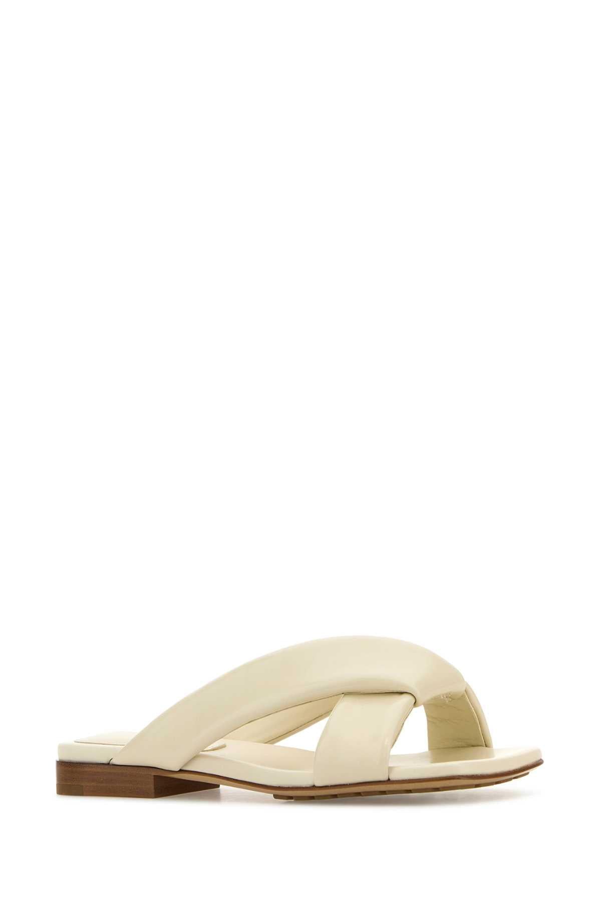 Bottega Veneta Women Ivory Leather Riva Slippers BOTTEGA VENETA