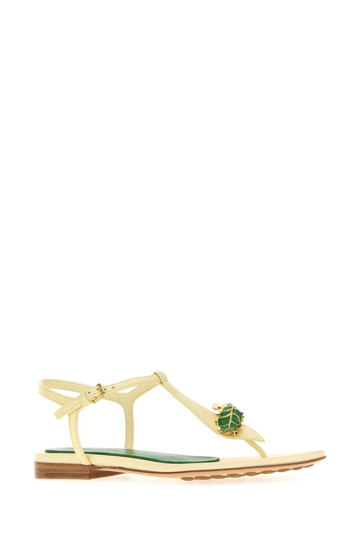 Bottega Veneta Women Pastel Yellow Leather Rana Flora Sandals BOTTEGA VENETA