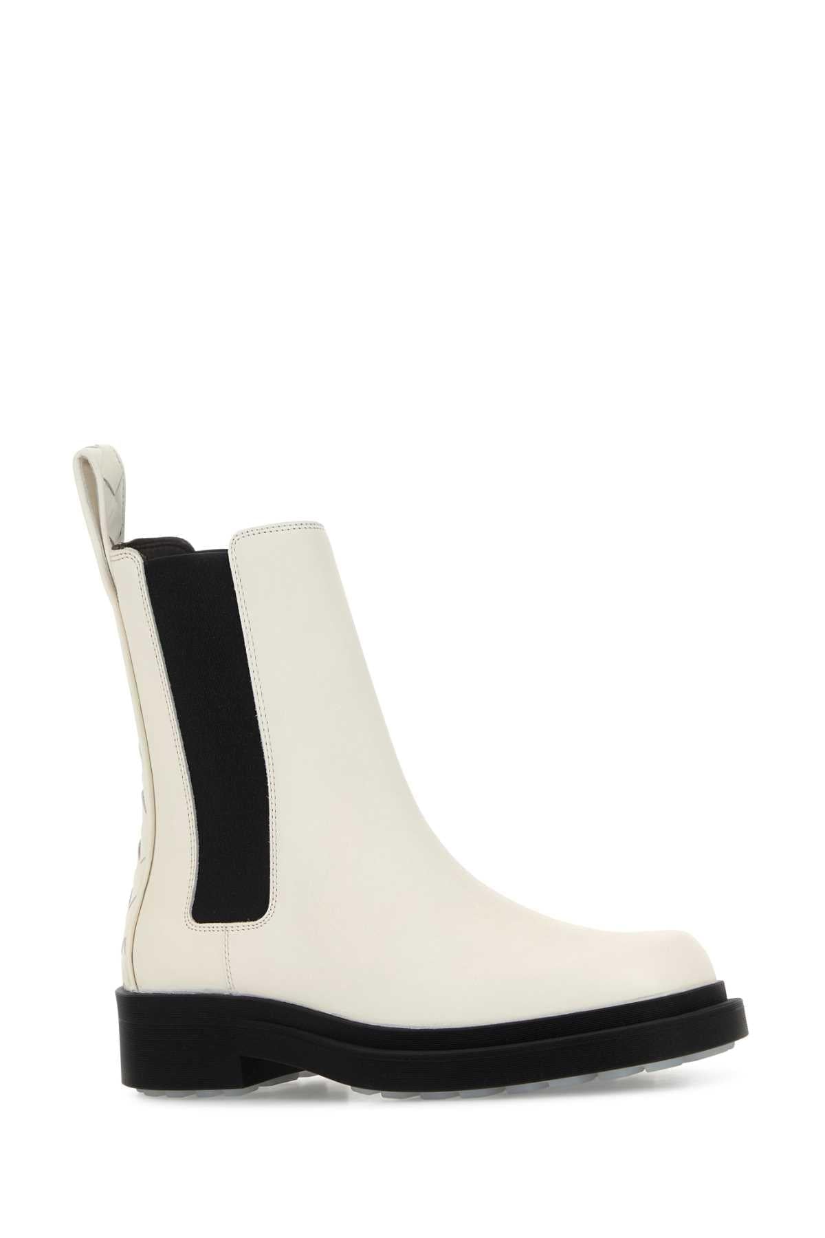 Bottega Veneta Women Ivory Leather Chelsea Ben Ankle Boots BOTTEGA VENETA