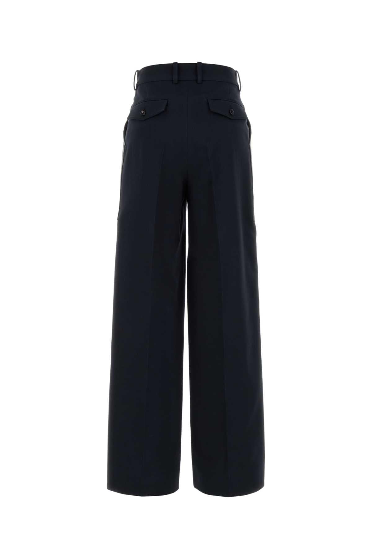 Bottega Veneta Women Dark Blue Wool And Cotton Palazzo Pant BOTTEGA VENETA