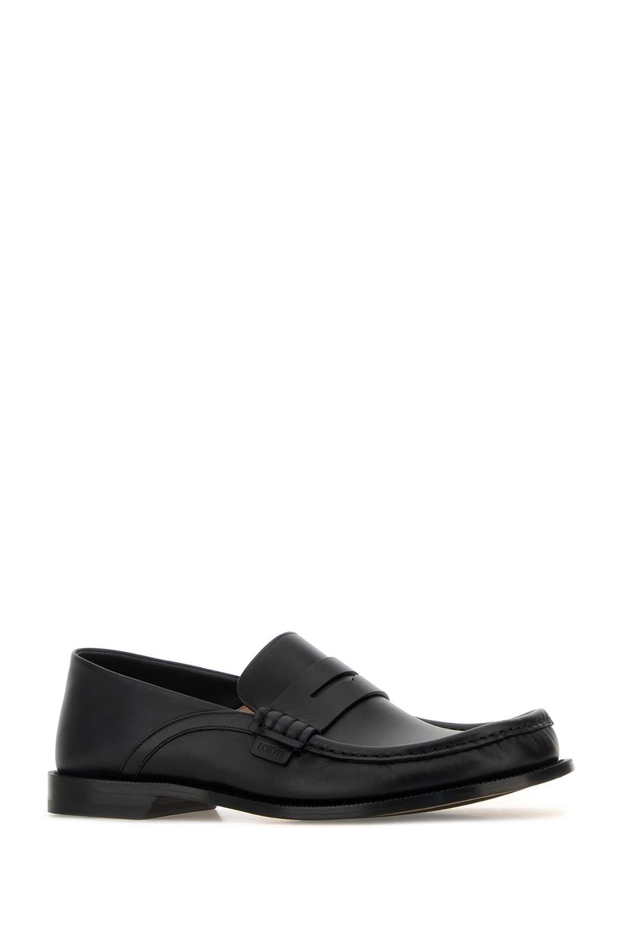 Loewe Men Black Leather Campo Flap Loafers LOEWE