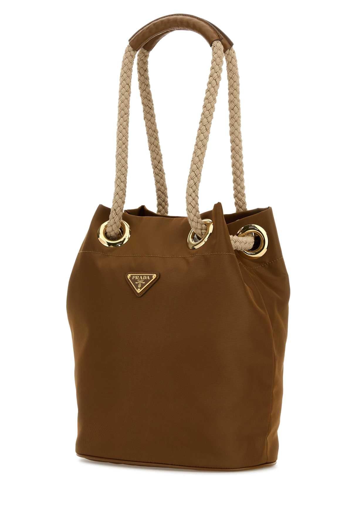 Prada Women Camel Re-Nylon Prada Mariner Bucket Bag PRADA