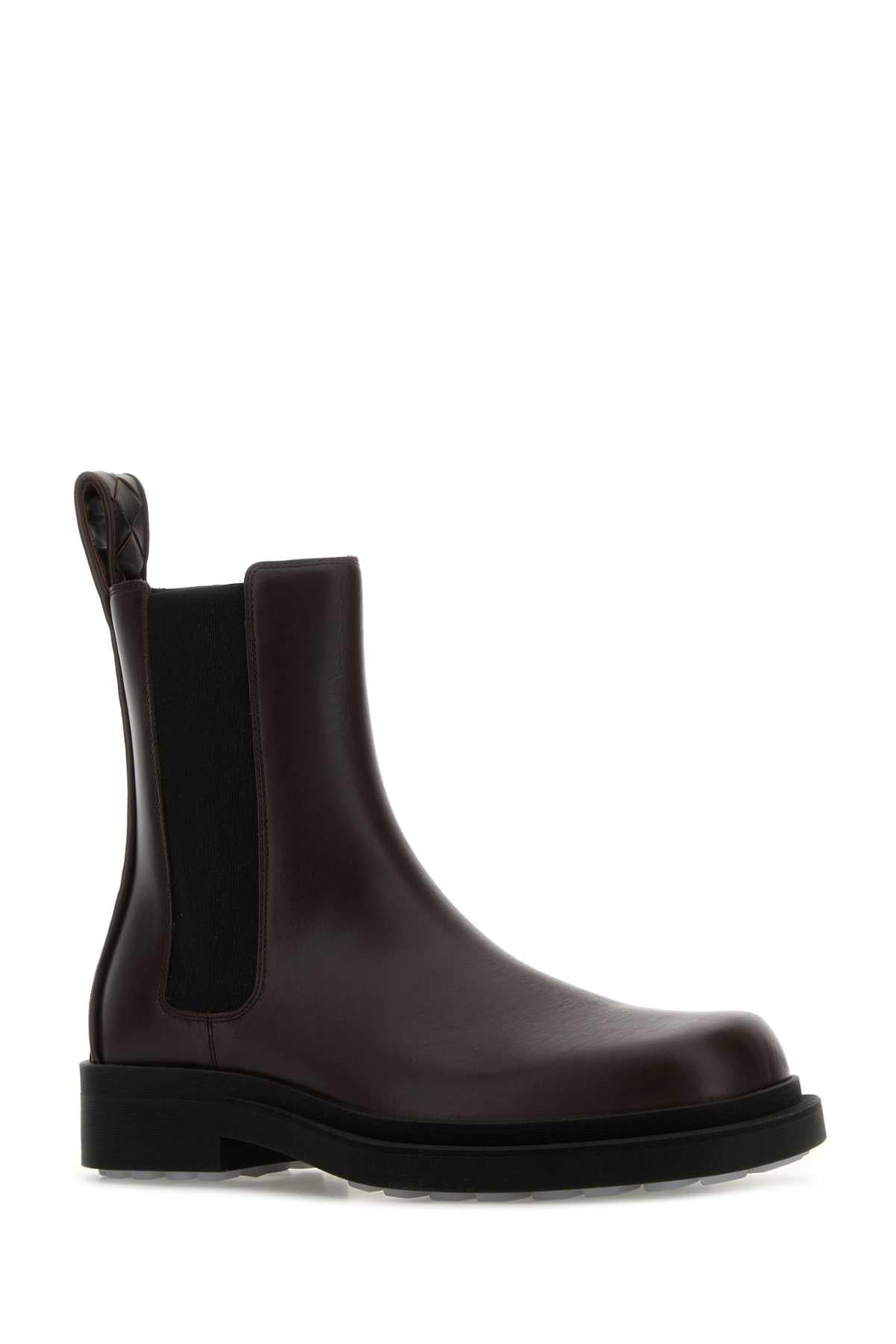 Bottega Veneta Men Dark Brown Leather Chelsea Ben Ankle Boots BOTTEGA VENETA