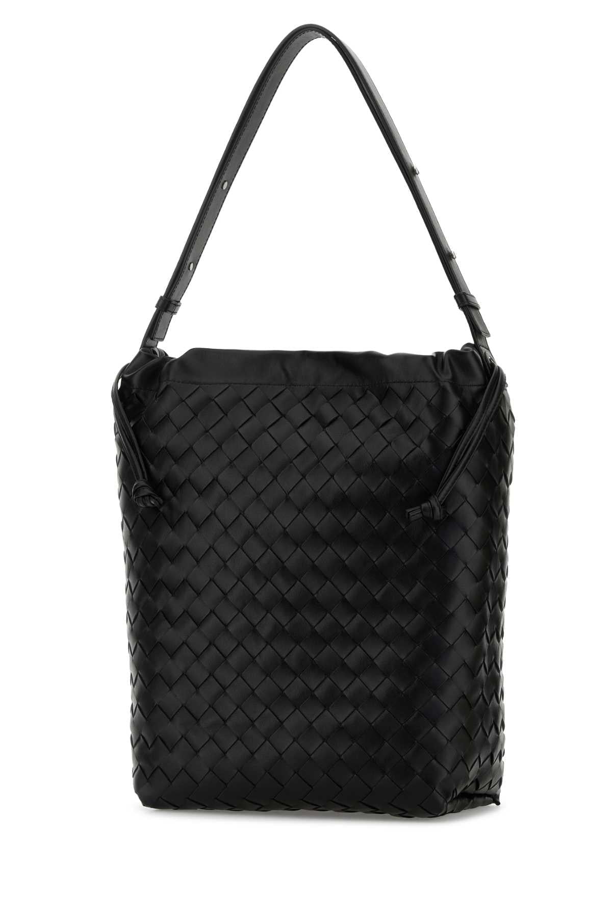Bottega Veneta Men Black Leather Shopping Bag