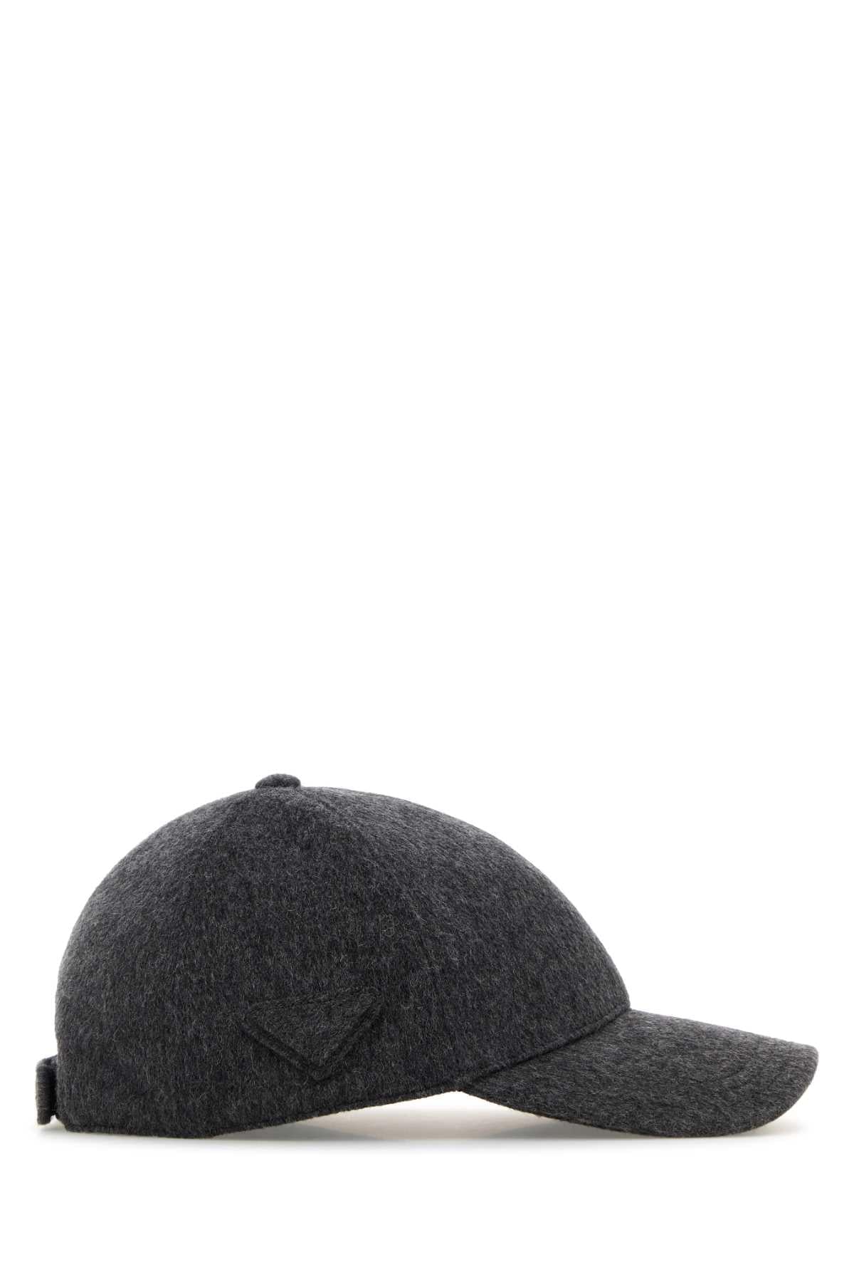 Prada Women Dark Grey Flannel Baseball Cap