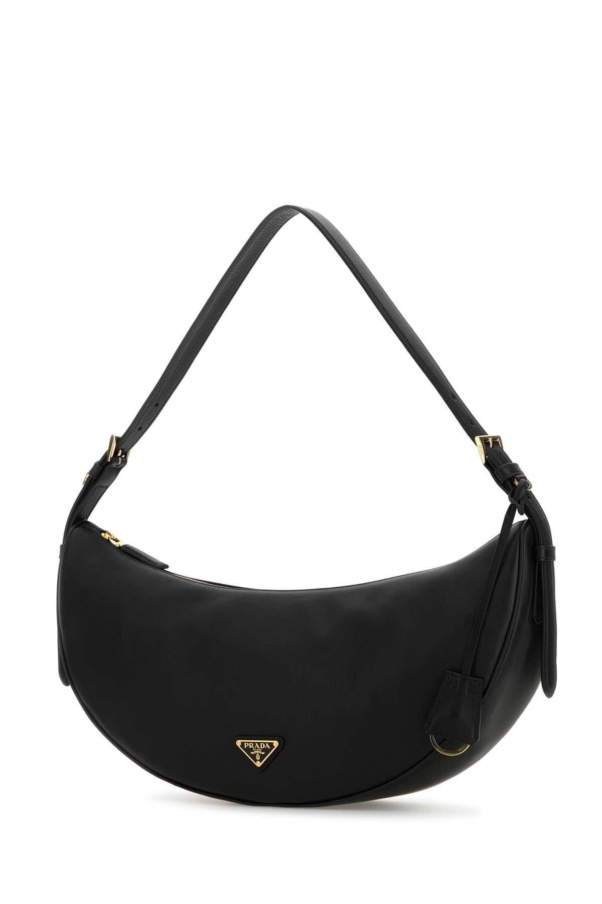 Prada Women Black Leather Large Prada Demi-Lune Crossbody Bag PRADA