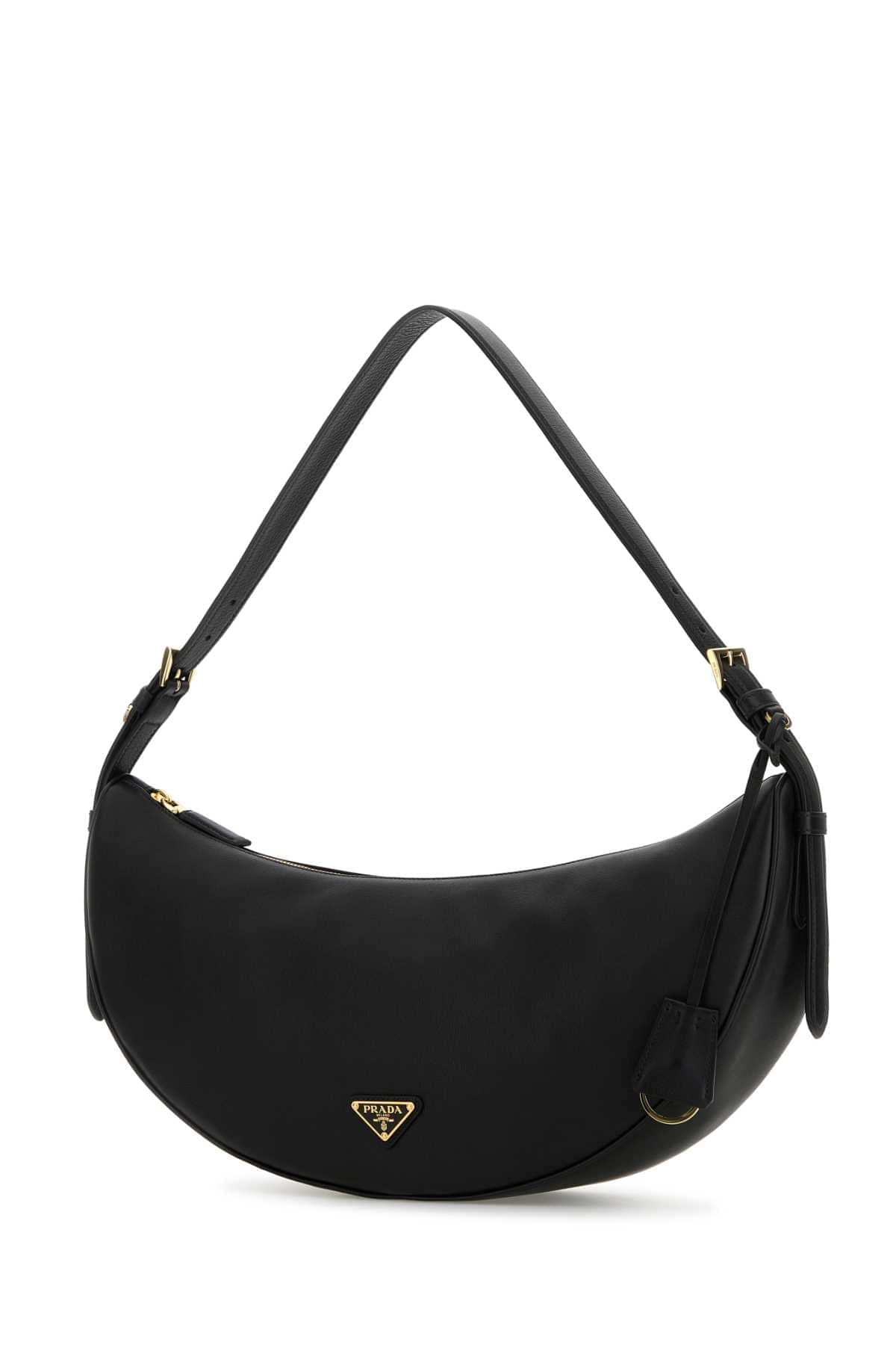 Prada Women Black Leather Large Prada Demi-Lune Crossbody Bag PRADA